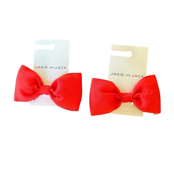 Janie and Jack Red Hair Clip Bow Set of 2 NWT - Picture 1 of 2